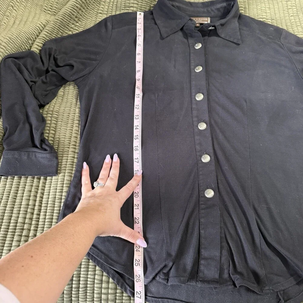 Double D Ranch Women's Size Large Black Suede Feel Button Up Western Shirt - Picture 11 of 11